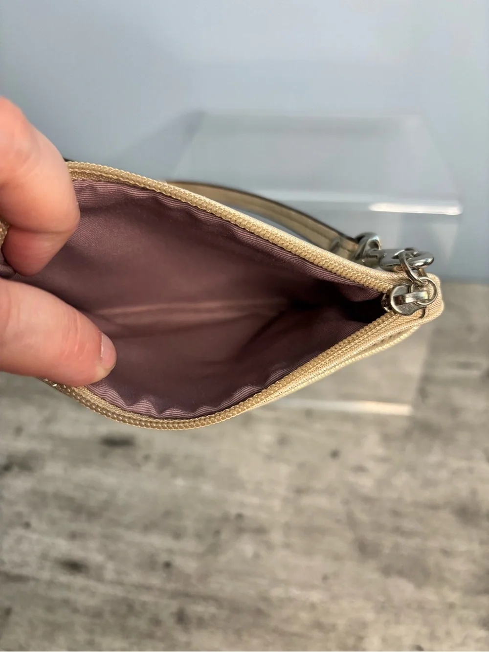 Coach Wristlet Wallet Champagne Shimmer Shiny With Hang Tag